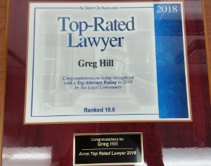 Top Rated Lawyer 2018 Award - Greg Hill
